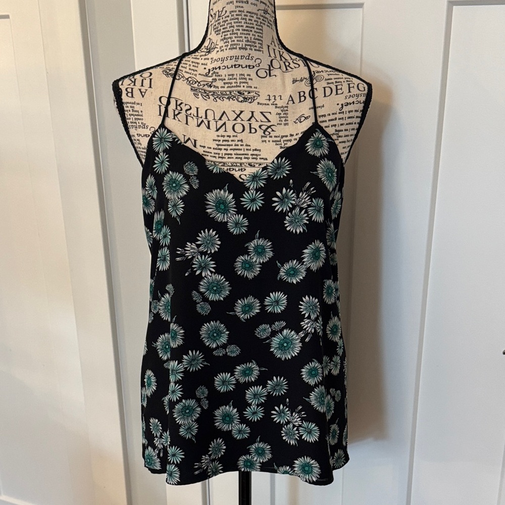 Express Black Camisole with Teal Daisy Floral Print
